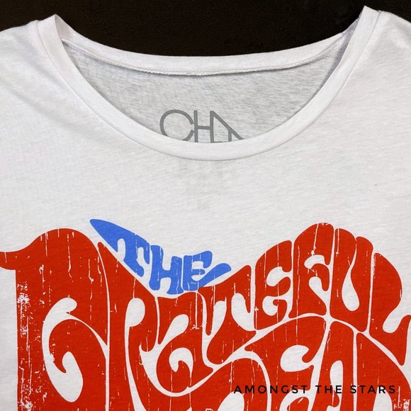 Chaser The Grateful Dead White Red Blue Band Tee - Picture 2 of 4